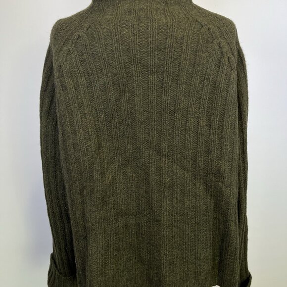 Vintage SKYR Green Knit Ribbed Wool Sweater Cardigan Large Zip Up Nordic Granny - Picture 6 of 10